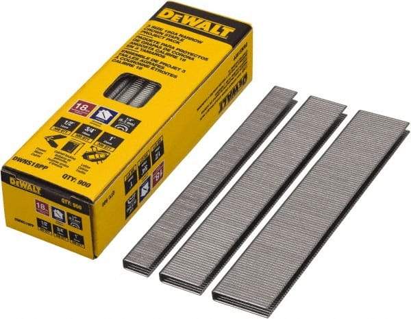 DeWALT - 1/2" Long x 0.05" Wide, 18 Gauge Crowned Construction Staple - Steel, Galvanized Finish, Chisel Point - Apex Tool & Supply