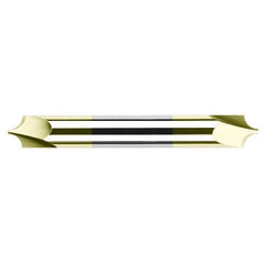 Corner Rounding End Mills - 0.0200″ Radius × 0.0470″ (3/64″) Pilot Diameter Carbide Corner Rounding End Mill DE, 2 Flutes, TiN Coated - Exact Industrial Supply