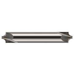 Corner Rounding End Mills - 0.0390″ Radius × 0.0200″ Pilot Diameter Carbide 5° Flare Corner Rounding End Mill DE, 2 Flutes - Exact Industrial Supply