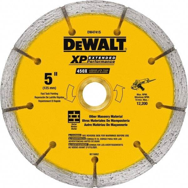 DeWALT - 5" Diam x 7/8" Hole x 1/4" Thick, I Hardness, Surface Grinding Wheel - Diamond, Type 1, Fine Grade - Apex Tool & Supply
