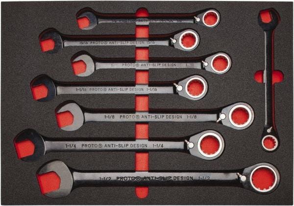 Proto - 20 Piece, 7/32" to 1-1/2", Spline Combination Wrench Set - Inch Measurement Standard, Black/Chrome Finish, Comes in Roll Pouch - Apex Tool & Supply