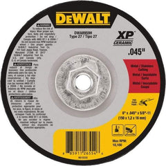 DeWALT - 24 Grit, 6" Wheel Diam, Type 27 Depressed Center Wheel - Coarse/Medium Grade, Ceramic, N Hardness, 10,100 Max RPM - Apex Tool & Supply