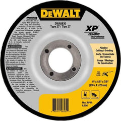 DeWALT - 24 Grit, 9" Wheel Diam, 7/8" Arbor Hole, Type 27 Depressed Center Wheel - Coarse/Medium Grade, Ceramic, N Hardness, 6,600 Max RPM - Apex Tool & Supply