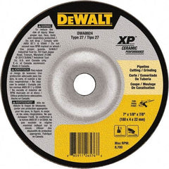 DeWALT - 24 Grit, 7" Wheel Diam, 7/8" Arbor Hole, Type 27 Depressed Center Wheel - Coarse/Medium Grade, Ceramic, N Hardness, 8,700 Max RPM - Apex Tool & Supply