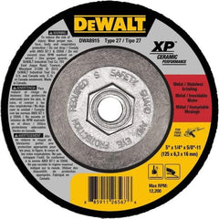 DeWALT - 24 Grit, 5" Wheel Diam, Type 27 Depressed Center Wheel - Coarse/Medium Grade, Ceramic, N Hardness, 12,200 Max RPM - Apex Tool & Supply