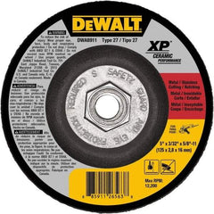 DeWALT - 24 Grit, 5" Wheel Diam, Type 27 Depressed Center Wheel - Coarse/Medium Grade, Ceramic, N Hardness, 12,200 Max RPM - Apex Tool & Supply