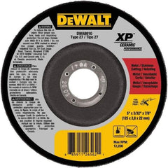 DeWALT - 24 Grit, 5" Wheel Diam, 7/8" Arbor Hole, Type 27 Depressed Center Wheel - Coarse/Medium Grade, Ceramic, N Hardness, 12,200 Max RPM - Apex Tool & Supply
