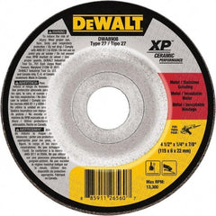 DeWALT - 24 Grit, 4-1/2" Wheel Diam, 7/8" Arbor Hole, Type 27 Depressed Center Wheel - Coarse/Medium Grade, Ceramic, N Hardness, 13,300 Max RPM - Apex Tool & Supply