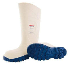 Tingley - Unisex Size 14 Medium Width Steel Knee Boot - White, Blue, Polyurethane Upper, Polyurethane Outsole, 15" High, Pull-On - Apex Tool & Supply
