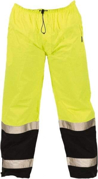 Tingley - Size 3XL Polyurethane on 75 Denier Ripstop Polyester High-Visibility Pants - Snap Closure, No Pockets, 52" to 54" Waist, 32" Inseam, Yellow/Green, ANSI 107-2015 Class E - Apex Tool & Supply