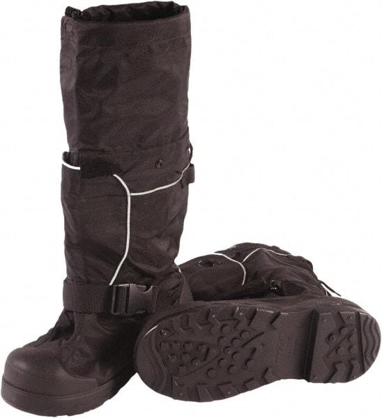 Tingley - Men's L (Women's XL) Traction Overboots - 20" High, Plain Toe, Cleated & Studded Sole, Rubber Upper, Black, 100% Liquid Proof, Reflective & 6\x94 Roll-A-Way Gaiter - Apex Tool & Supply