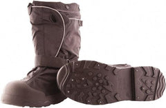 Tingley - Men's S (Women's M) Traction Overboots - 14" High, Plain Toe, Cleated & Studded Sole, Rubber Upper, Black, 100% Liquid Proof, Reflective - Apex Tool & Supply