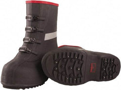 Tingley - Men's 12 Traction Overboots - 12" High, Plain Toe, Cleated & Studded Sole, Rubber Upper, Black, 100% Liquid Proof, 4 Buckle - Apex Tool & Supply