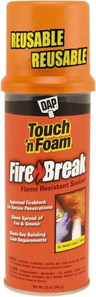 DAP - 12 oz Aerosol Orange Polyurethane Fire Barrier Foam - 10 to 25 min Tack Free Dry Time, 4 hr Full Cure Time - Apex Tool & Supply