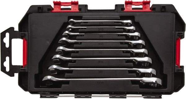 Blackhawk by Proto - 7 Piece, 1/4" to 11/16", Reversible Ratcheting Combination Wrench Set - Inch Measurement Standard, Chrome Finish, Comes in Case - Apex Tool & Supply