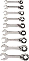 Blackhawk by Proto - 13 Piece, 6mm to 19mm, Stubby Ratcheting Combination Wrench Set - Metric Measurement Standard, Chrome Finish, Canvas Roll - Apex Tool & Supply