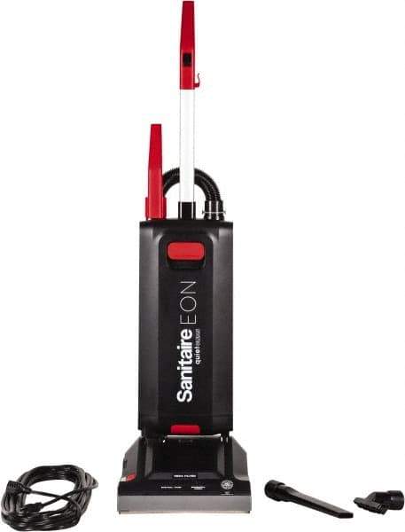 Sanitaire - Single Motor Quiet & Upright Vacuum Cleaner - 12" Cleaning Width, 10" Amps, Ergonomic Handle, Black - Apex Tool & Supply