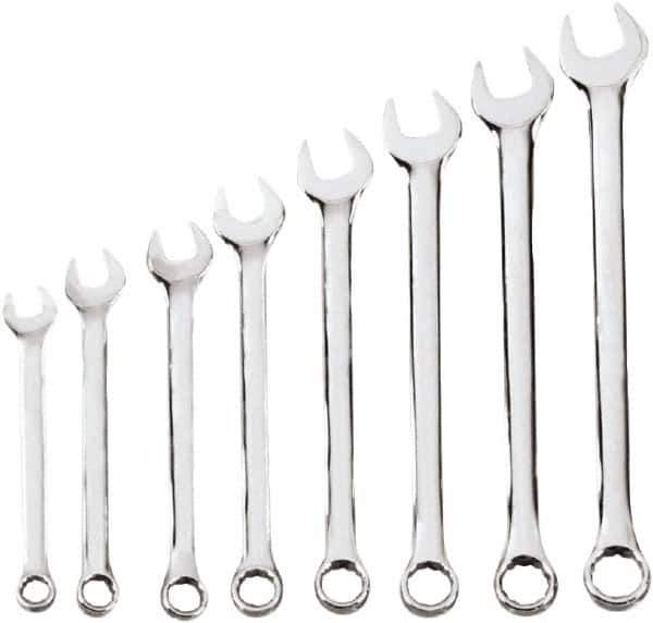 Blackhawk by Proto - 8 Piece, 1/4" to 11/16", 6, 12 Point Combination Wrench Set - Inch Measurement Standard, Chrome Finish, Comes in Case - Apex Tool & Supply