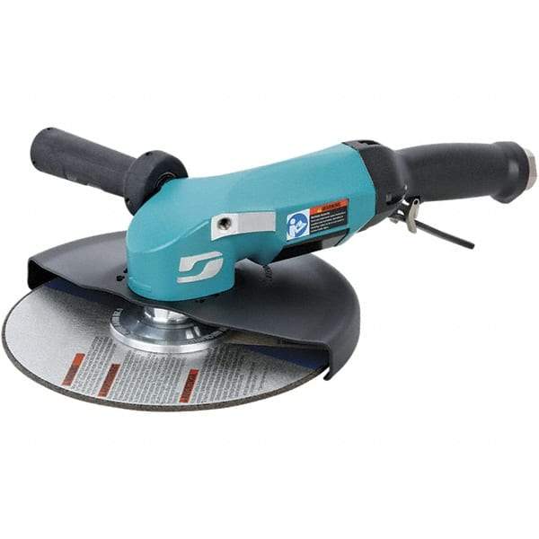 Dynabrade - 9" Wheel Diam, 6,500 RPM, Pneumatic Angle & Disc Grinder - 5/8-11 Spindle, 115 CFM, Adjustable Exhaust - Apex Tool & Supply