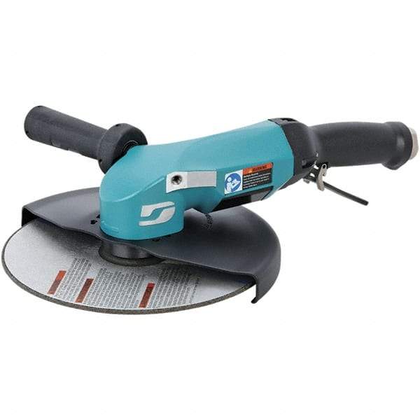Dynabrade - 9" Wheel Diam, 6,500 RPM, Pneumatic Angle & Disc Grinder - 5/8-11 Spindle, 115 CFM, Adjustable Exhaust - Apex Tool & Supply