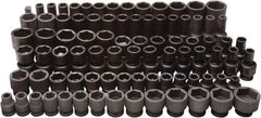 Blackhawk by Proto - 86 Piece 3/8" & 1/2" Drive Deep Well Impact Socket Set - 6 Points, 5/16" to 1" (7mm to 22mm) Range, Inch/Metric Measurement Standard - Apex Tool & Supply