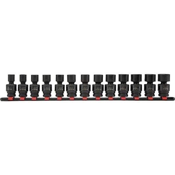 Blackhawk by Proto - 13 Piece 13/8" Drive Deep Well Impact Socket Set - 6 Points, 7 to 19mm Range, Metric Measurement - Apex Tool & Supply