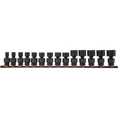 Blackhawk by Proto - 14 Piece 1/2" Drive Impact Socket Set - 6 Points, 7/16" to 1-1/4" Range, Inch Measurement Standard - Apex Tool & Supply