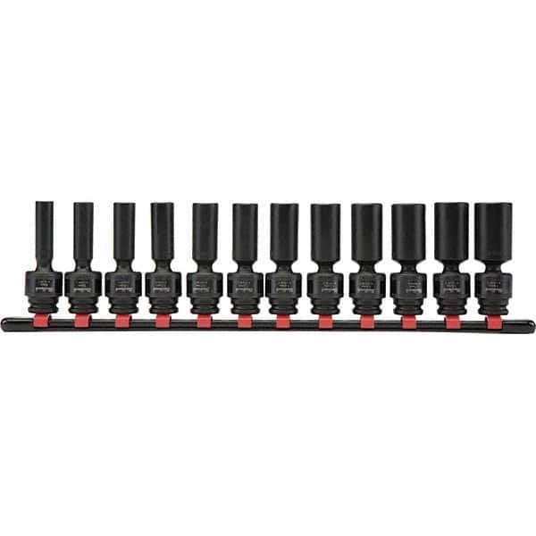Blackhawk by Proto - 12 Piece 3/8" Drive Deep Well Impact Socket Set - 6 Points, 8mm to 19mm Range, Metric Measurement Standard - Apex Tool & Supply