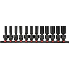 Blackhawk by Proto - 12 Piece 3/8" Drive Deep Well Impact Socket Set - 6 Points, 8mm to 19mm Range, Metric Measurement Standard - Apex Tool & Supply