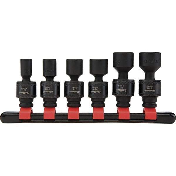 Blackhawk by Proto - 6 Piece 1/4" Drive Impact Socket Set - 6 Points, 1/4" to 9/16" Range, Inch Measurement Standard - Apex Tool & Supply