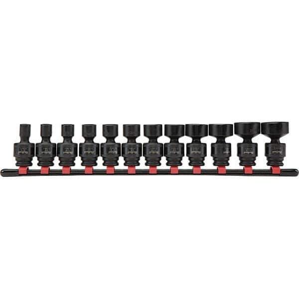 Blackhawk by Proto - 12 Piece 3/8" Drive Impact Socket Set - 6 Points, 5/16" to 1" Range, Inch Measurement Standard - Apex Tool & Supply