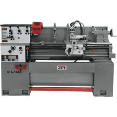 Jet - 14" Swing, 40" Between Centers, 230 Volt, Triple Phase Bench Lathe - 5MT Taper, 3 hp, 40 to 1,800 RPM, 1-1/2" Bore Diam, 46" Deep x 28" High x 74-5/8" Long - Apex Tool & Supply