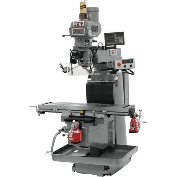 Jet - 54" Table Width x 12" Table Length, Variable Speed Pulley Control, 3 Phase Knee Milling Machine - NST40 Spindle Taper, 5 hp - Apex Tool & Supply