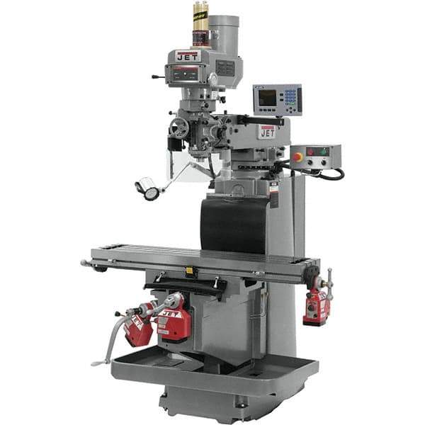 Jet - 54" Table Width x 12" Table Length, Variable Speed Pulley Control, 3 Phase Knee Milling Machine - R8 Spindle Taper, 5 hp - Apex Tool & Supply