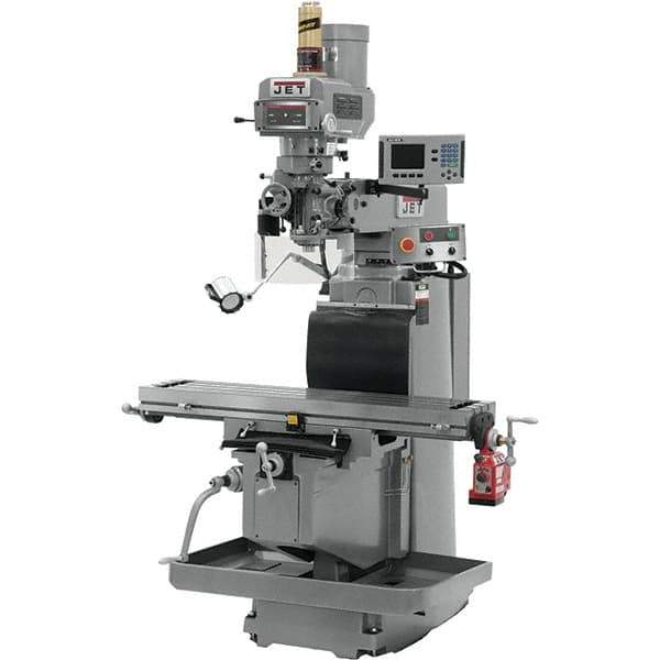 Jet - 54" Table Width x 12" Table Length, Variable Speed Pulley Control, 3 Phase Knee Milling Machine - R8 Spindle Taper, 5 hp - Apex Tool & Supply