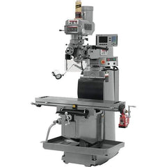 Jet - 54" Table Width x 12" Table Length, Variable Speed Pulley Control, 3 Phase Knee Milling Machine - R8 Spindle Taper, 5 hp - Apex Tool & Supply