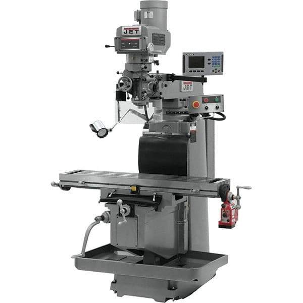 Jet - 54" Table Width x 12" Table Length, Variable Speed Pulley Control, 3 Phase Knee Milling Machine - R8 Spindle Taper, 5 hp - Apex Tool & Supply