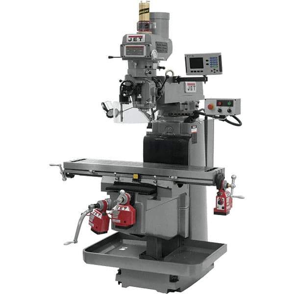 Jet - 54" Table Width x 12" Table Length, Variable Speed Pulley Control, 3 Phase Knee Milling Machine - NST40 Spindle Taper, 5 hp - Apex Tool & Supply