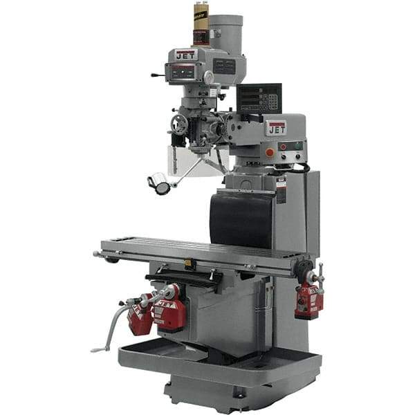 Jet - 54" Table Width x 12" Table Length, Variable Speed Pulley Control, 3 Phase Knee Milling Machine - R8 Spindle Taper, 5 hp - Apex Tool & Supply