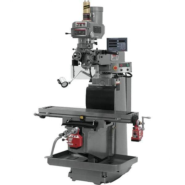 Jet - 54" Table Width x 12" Table Length, Variable Speed Pulley Control, 3 Phase Knee Milling Machine - R8 Spindle Taper, 5 hp - Apex Tool & Supply