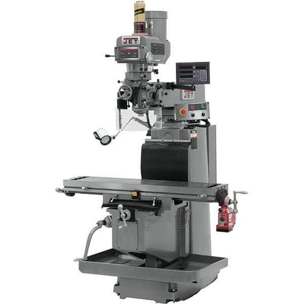 Jet - 54" Table Width x 12" Table Length, Variable Speed Pulley Control, 3 Phase Knee Milling Machine - R8 Spindle Taper, 5 hp - Apex Tool & Supply