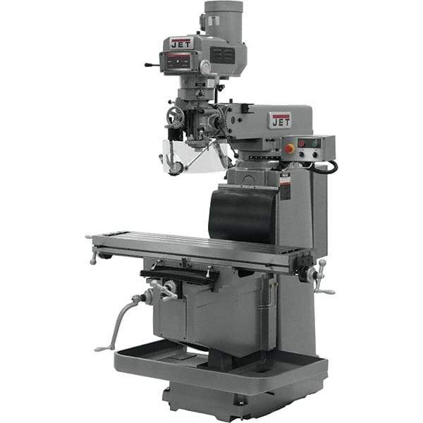 Jet - 54" Table Width x 12" Table Length, Electronic Variable Speed Control, 3 Phase Knee Milling Machine - NST40 Spindle Taper, 5 hp - Apex Tool & Supply