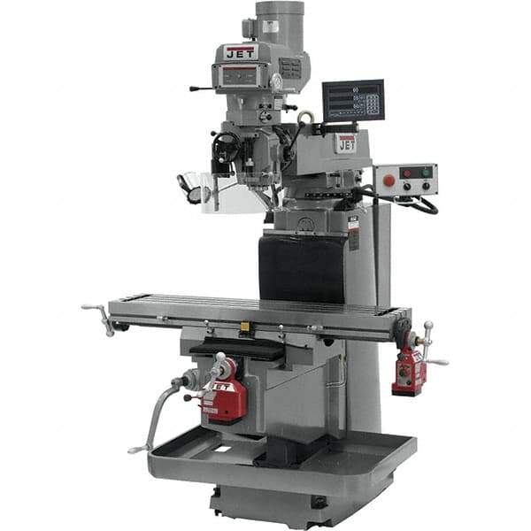 Jet - 54" Table Width x 12" Table Length, Electronic Variable Speed Control, 3 Phase Knee Milling Machine - NST40 Spindle Taper, 5 hp - Apex Tool & Supply