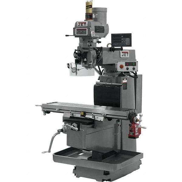 Jet - 54" Table Width x 12" Table Length, Electronic Variable Speed Control, 3 Phase Knee Milling Machine - NST40 Spindle Taper, 5 hp - Apex Tool & Supply