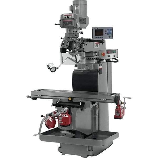 Jet - 54" Table Width x 12" Table Length, Electronic Variable Speed Control, 3 Phase Knee Milling Machine - R8 Spindle Taper, 5 hp - Apex Tool & Supply