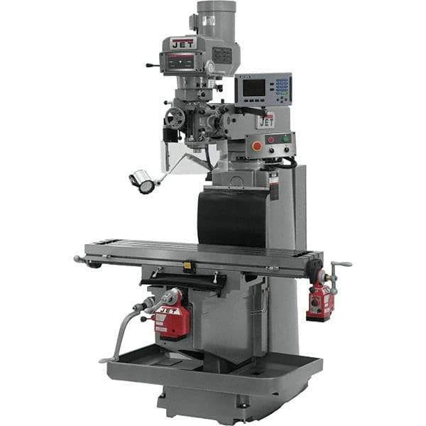 Jet - 54" Table Width x 12" Table Length, Electronic Variable Speed Control, 3 Phase Knee Milling Machine - R8 Spindle Taper, 5 hp - Apex Tool & Supply