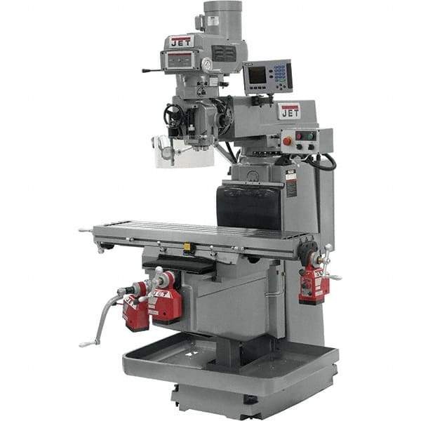 Jet - 54" Table Width x 12" Table Length, Electronic Variable Speed Control, 3 Phase Knee Milling Machine - NST40 Spindle Taper, 5 hp - Apex Tool & Supply