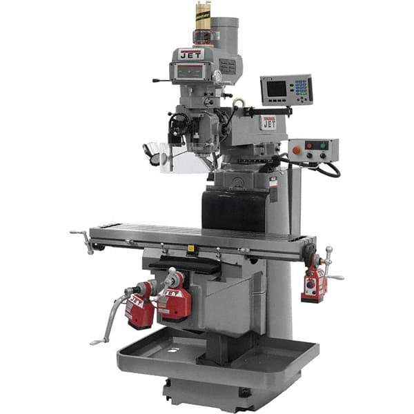 Jet - 54" Table Width x 12" Table Length, Electronic Variable Speed Control, 3 Phase Knee Milling Machine - NST40 Spindle Taper, 5 hp - Apex Tool & Supply