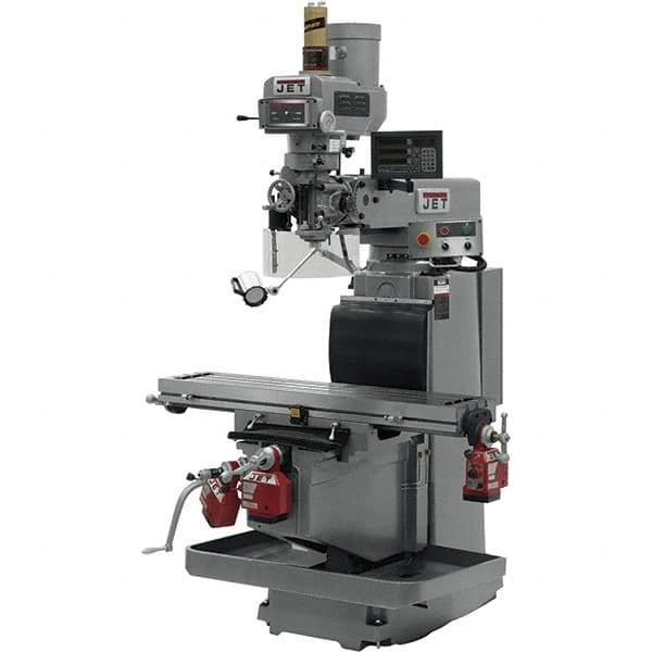 Jet - 54" Table Width x 12" Table Length, Electronic Variable Speed Control, 3 Phase Knee Milling Machine - R8 Spindle Taper, 5 hp - Apex Tool & Supply