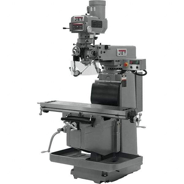 Jet - 54" Table Width x 12" Table Length, Electronic Variable Speed Control, 3 Phase Knee Milling Machine - R8 Spindle Taper, 5 hp - Apex Tool & Supply
